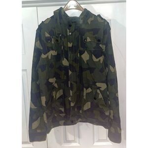 Kaun Camouflage Mens Utility Jacket Size 2xl Camo Hip Hop Streetwear